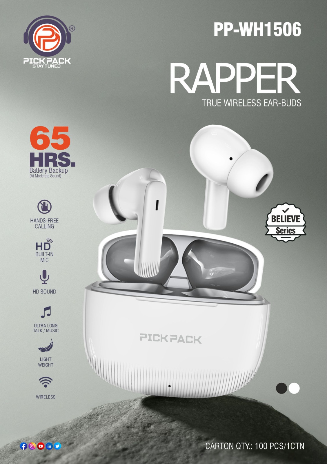 RAPPER TRUE WIRELESS EARBUDS  PP-WH1506