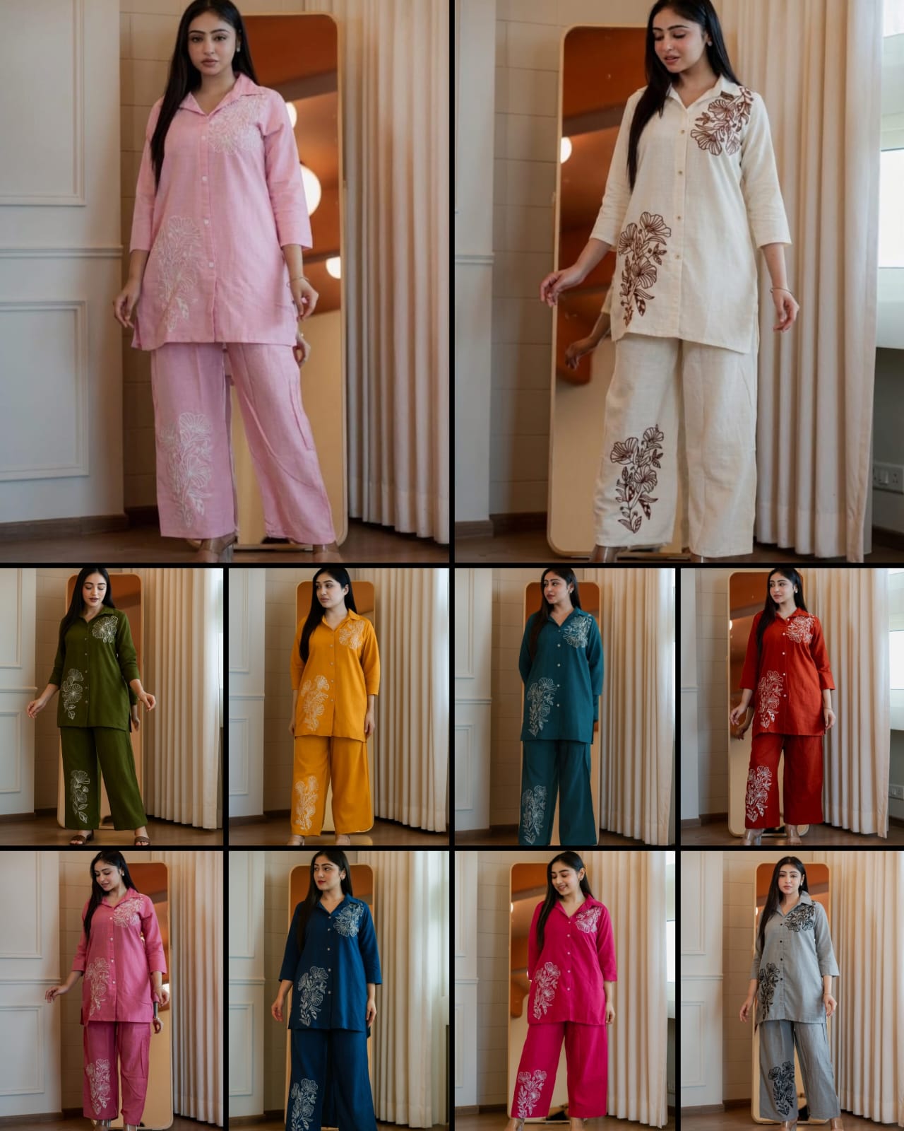 Embroidered Cord Set Paired With Embroidery  Pant